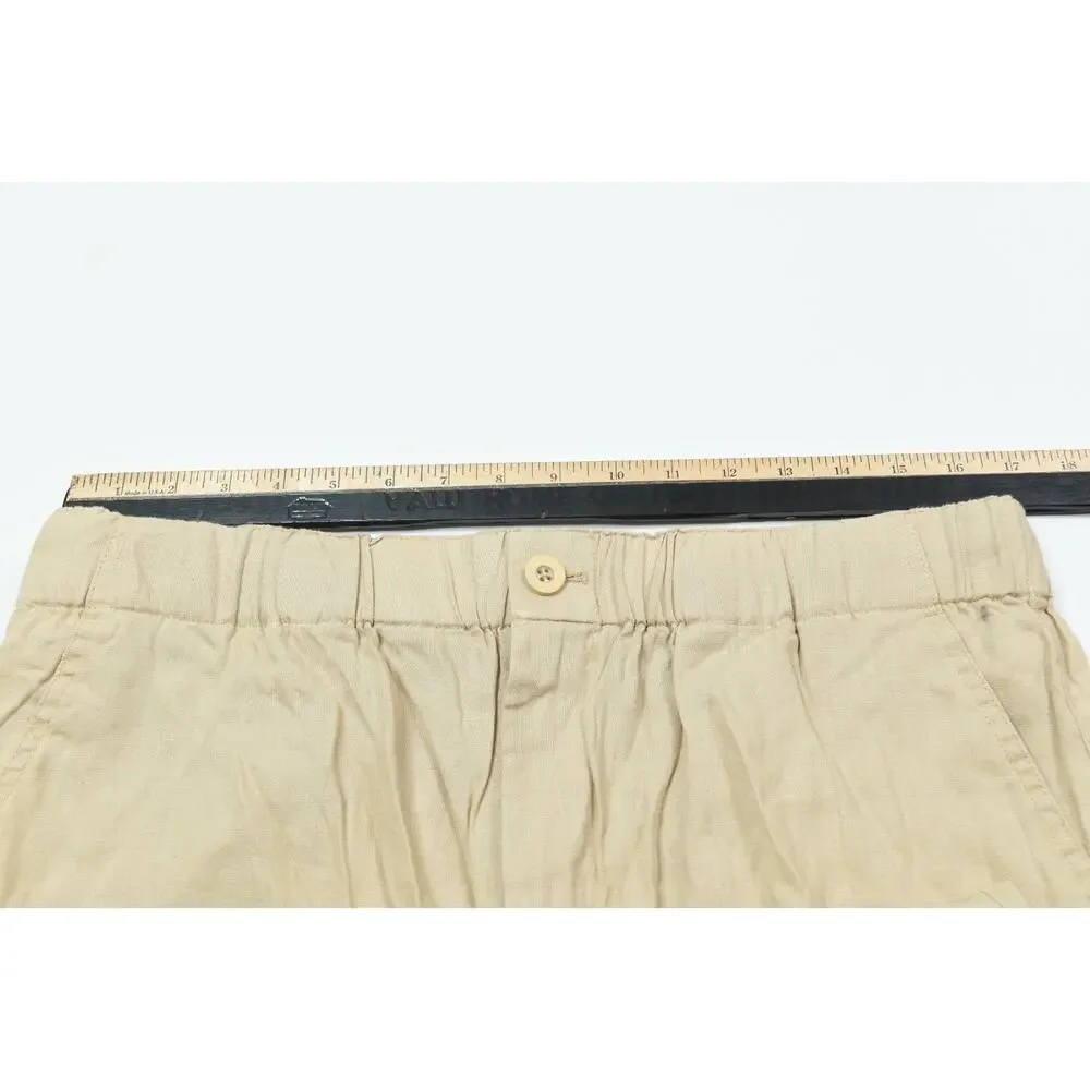 Quince European Linen Pants Womens Large Driftwood Khaki Relaxed Fit Drawstring